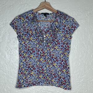 Lauren Ralph Lauren Floral Ruffle Blouse Romantic Women Multicolor Small